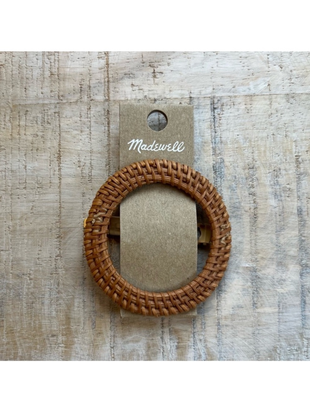 Madewell Woven Round Hair Barrette in Light Brown